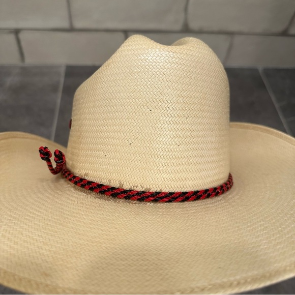 Justin straw cowboy hat western cowgirl red black tan 7 long oval 6X regal Toyo - Picture 10 of 16